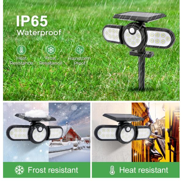 2400mAh 120LED USB Rechargeable Motion Sensor Light Three Head 140COB