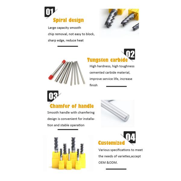 HRC60 4f solid tungsten carbide endmills