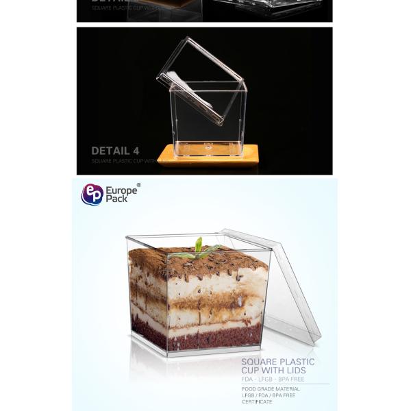 Tiramisu dessert cake square plastic jelly mousse cup plastic ice cream cups
