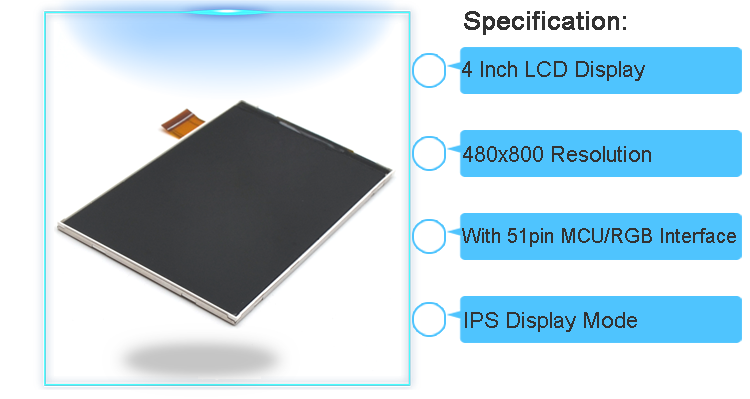 480x800 Transflective Color TFT Display IPS Panel Touch Screen LCD With NT35510 Driver IC
