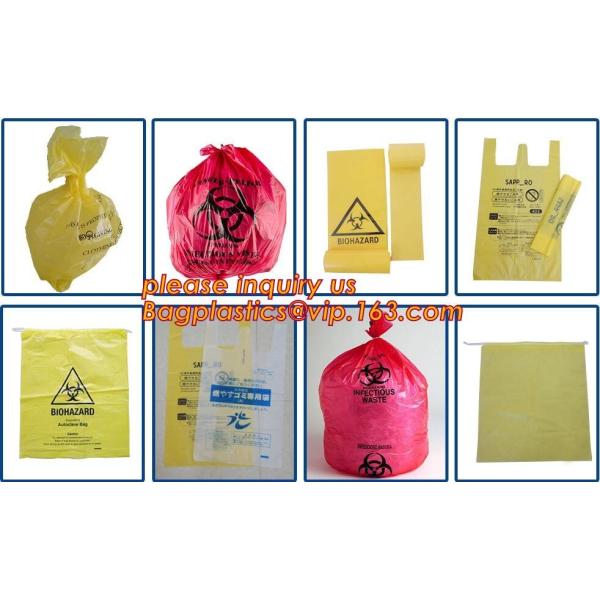 LDPE drawstring type biohazard waste garbage bag, HDPE drawstring type biohazard waste garbage bag, isolation infectious