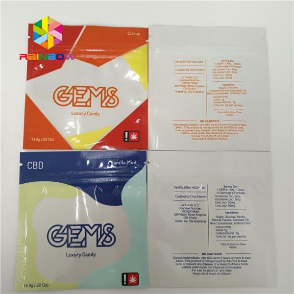 Custom Printed Stand Up Pouch Packaging Glossy Surface Finish Cbd With Window