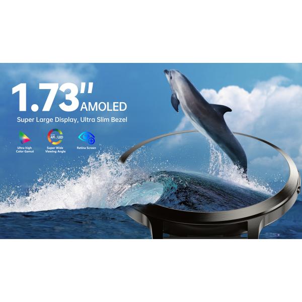 Circle Shape AMOLED Display Smart Watch Heart Rate Sensor And Customizable Theme