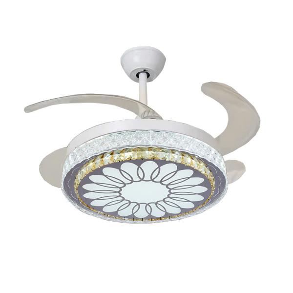 White ECO Smart Folding Ceiling Fan With Light Reversible Flush Mount