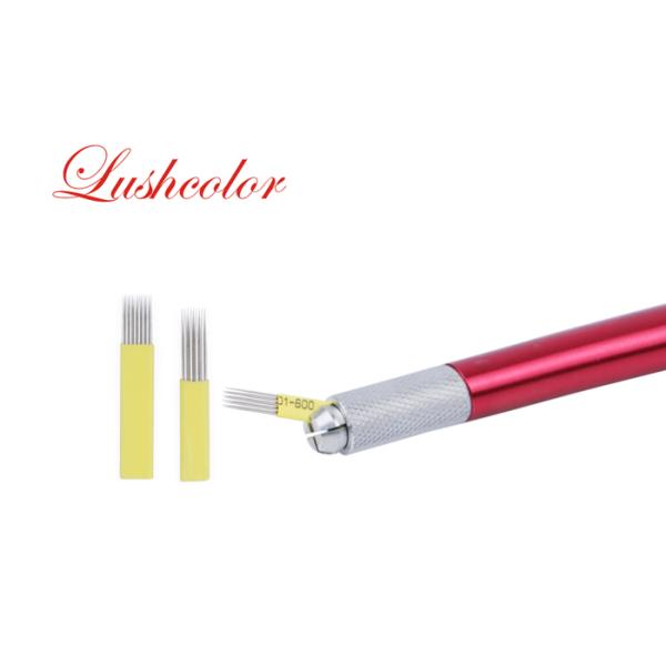 Semi Permanent Makeup Microblading Needles Double Rows Yellow Shading Blade