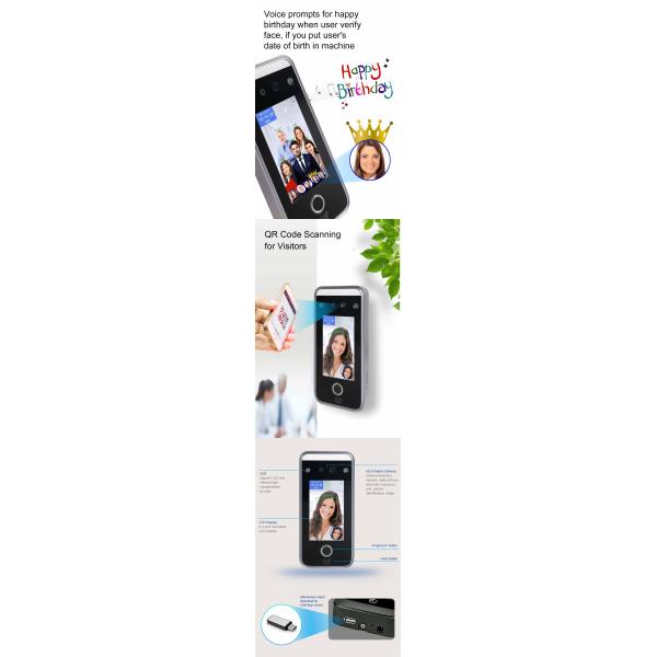4.3" IPS Fingerprint Attendance System 272x480 Touch Screen Face Recognition Machines