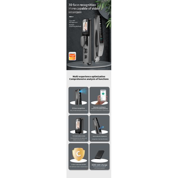 Aviation Aluminum Alloy Face Recognition Smart Door Lock Cloud Data Storage