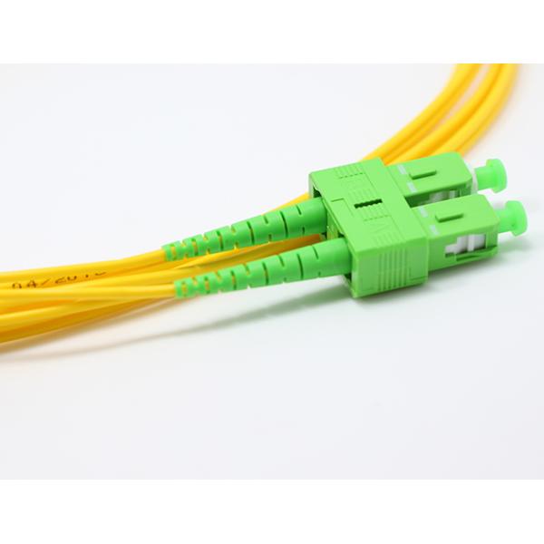 SC / APC Fiber Optic Patch Cables Duplex Single Mode 9 / 125 G657A1 2.0mm Green LSZH CPR certificated Patch cord