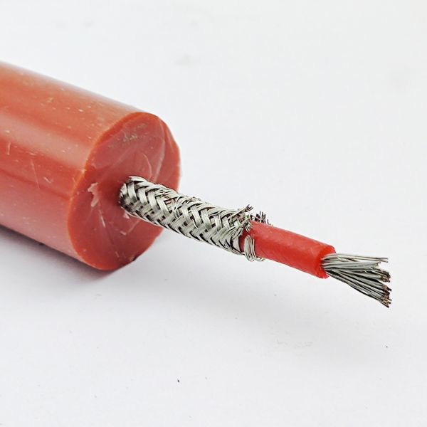 Extra High Voltage Cable High-Temp Shielded Cable 60KV DC Red Silicone Braided Cable