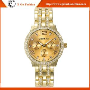 China GV01 Rose Gold Luxury Geneva Watch Alloy Watches for Woman Lady Dress Watch Quartz Watches on sale