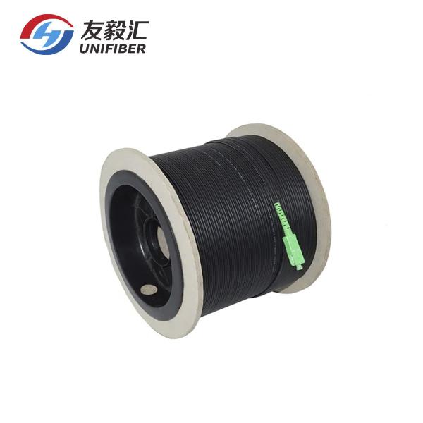 Outdoor FTTH SC/APC Pre Connectorized Flat Drop Cable G657a2 Bulk Fiber Optic Cable
