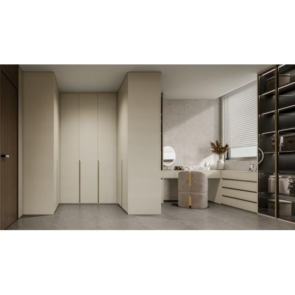 White-Almond U-Shaped Wardrobe with Corner Vanity