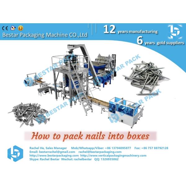 Automatic solution for hardware nails packing in box, Bestar weighing filling machine