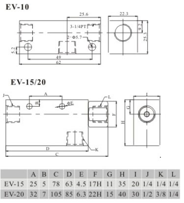 Vacuum Generator Compressed Air Flow Control Valves EV-10,EV-15,EV-20
