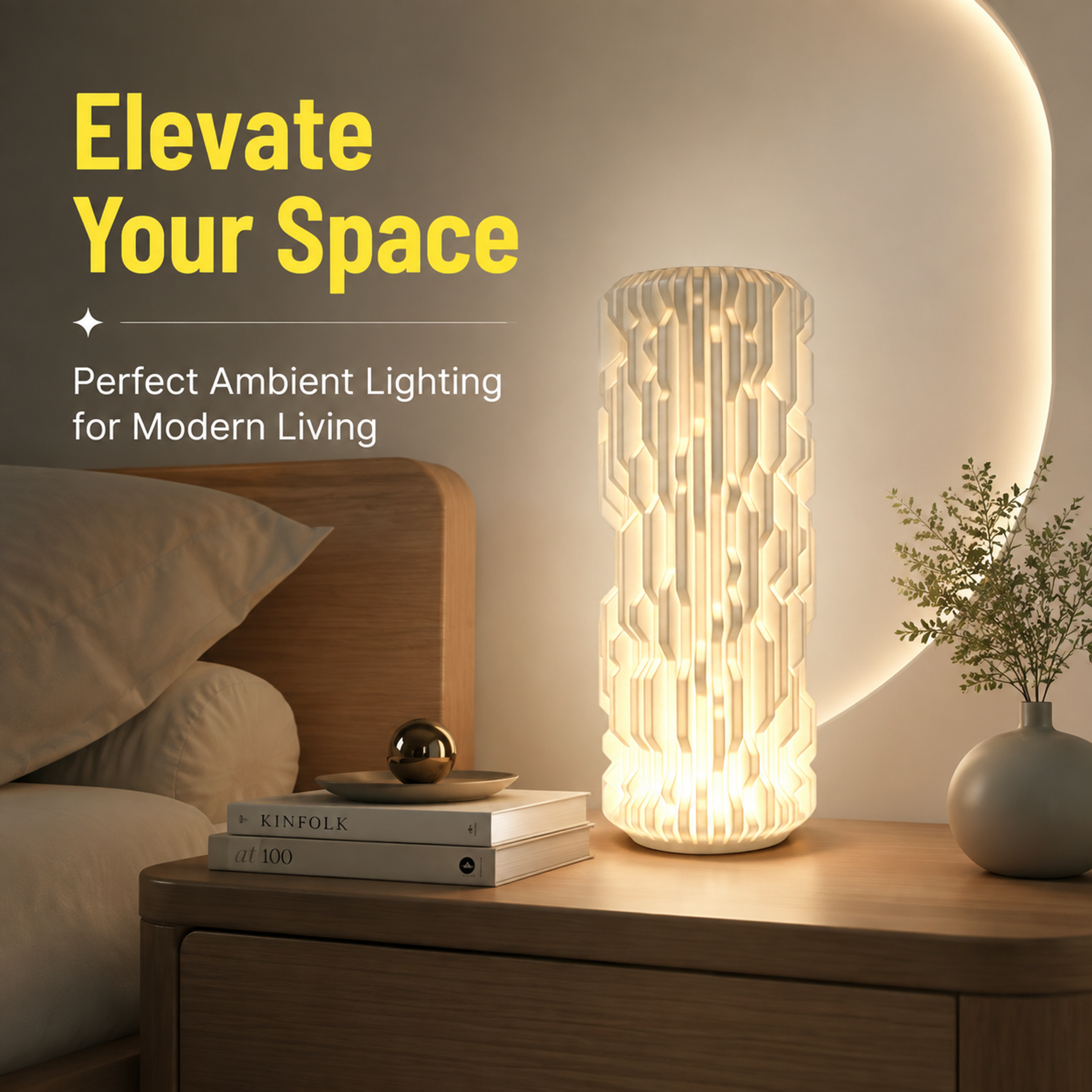 Synapse Geometric Column Table Lamp, 3D Printed Lighting Fixtures LED Ambient Light