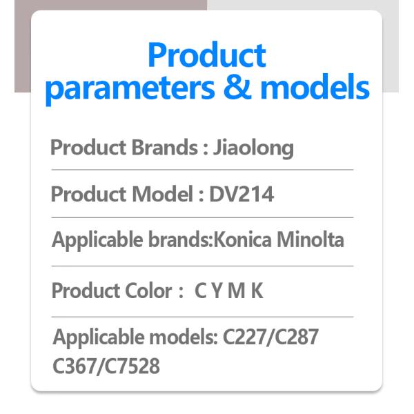 Konica Minolta Original DV214 Developer Unit High Quality Printer Supplies for Bizhub C227 C287 C367 C7528 Series Copiers