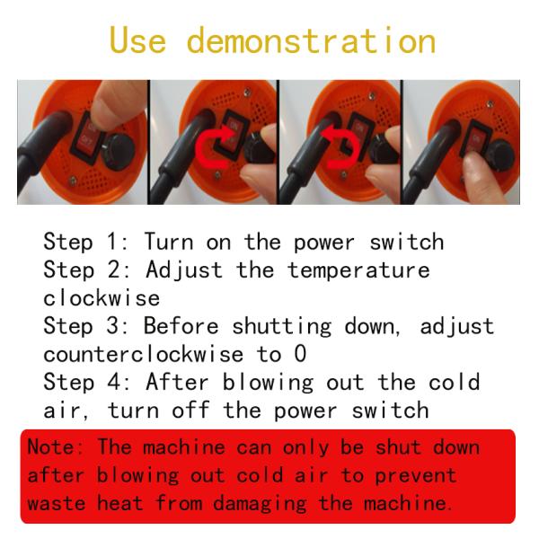 2000w Fast Heating Variable Temperature Adjustable Two Air Flow Speed Heat Gun Hot Air Gun