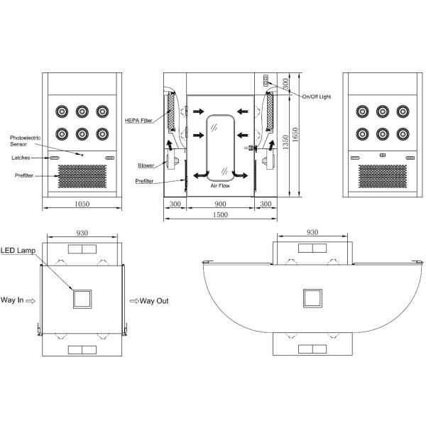 High Performance Air Shower Pass Box Electronic Plant Passing Cabinet