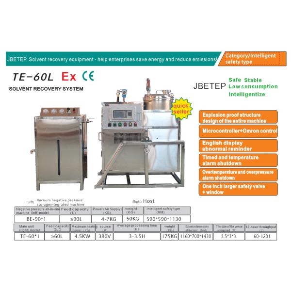 60L Intelligent Temperature Control Explosion Proof Air Cooled Solvent Distillation Equipment
