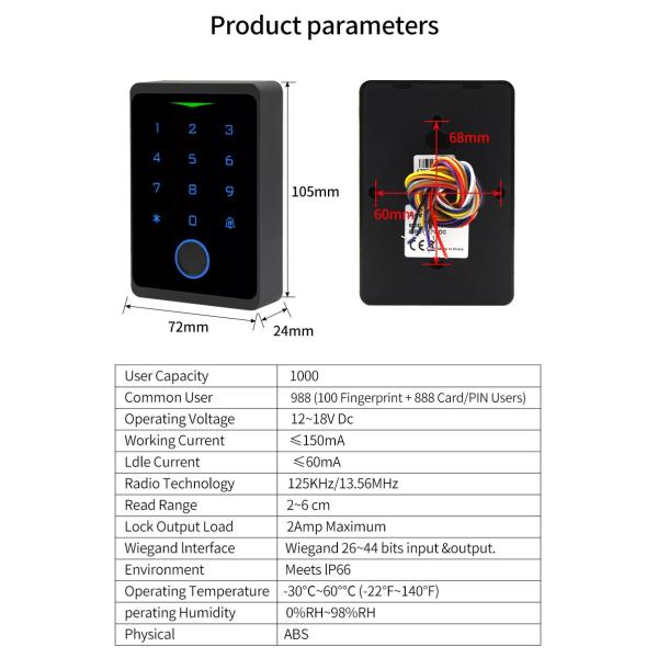 Smart RFID Keypad Door Entry Access Controller with Fingerprint and Wiegand