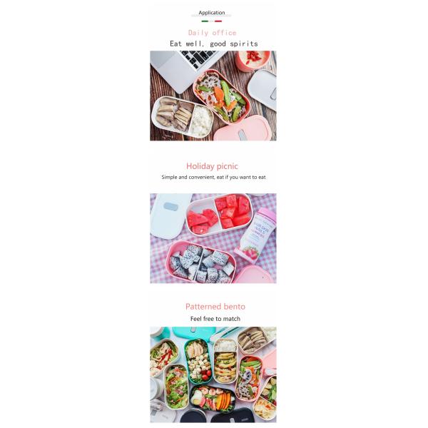 UV Printing Double Layer Customized Plastic Bento Lunch Box with Divider and Cutlery