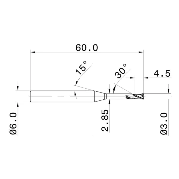 55HRC 2 Flutes 30 Helix Solid Carbide Endmills for Hard Materials