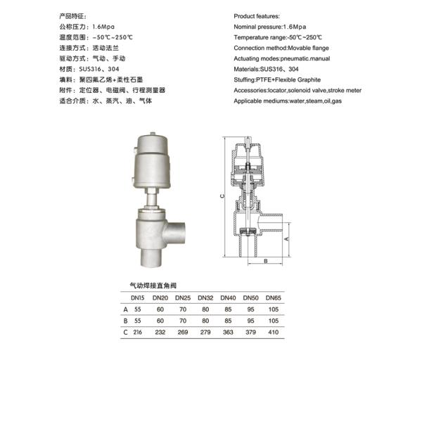 ss304 PN16 235psi Pneumatic Sanitary Thread Ends Right Angle Seat Valve With Stainless Steel Actuator