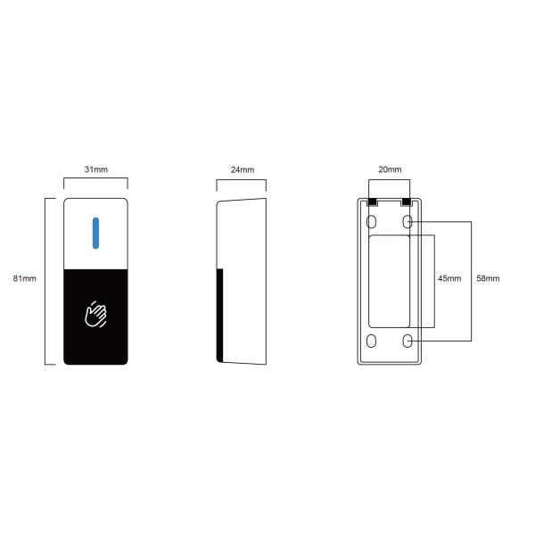 Mini No Touch Exit Button Zinc Alloy DC12V Waterproof IP68 With LED Indicator