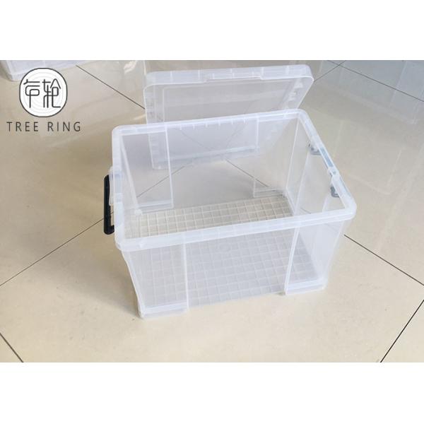 Clear / Transparent Collapsible Plastic Crate Lightweight 45l For Office