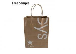 China 40gsm FSC CMYK Brown Kraft Paper Bags With Handle on sale