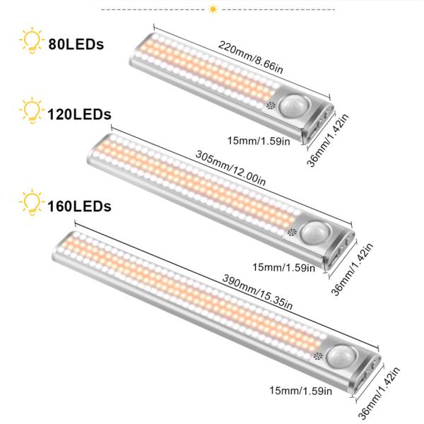 30CM 120LED 2.5W USB Rechargeable Motion Sensor Light For Closet