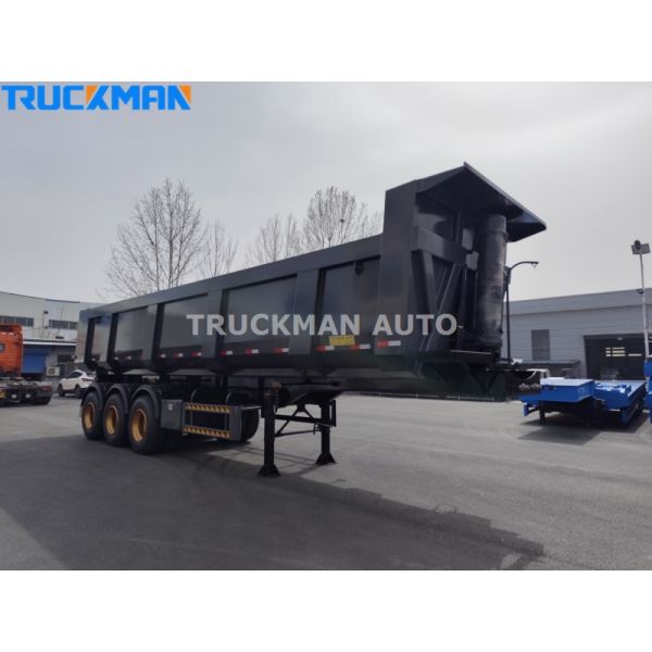 70 Tons 3 Axle Semi Trailer , Tractor Trailer Dump Trailer Hyva Lifting