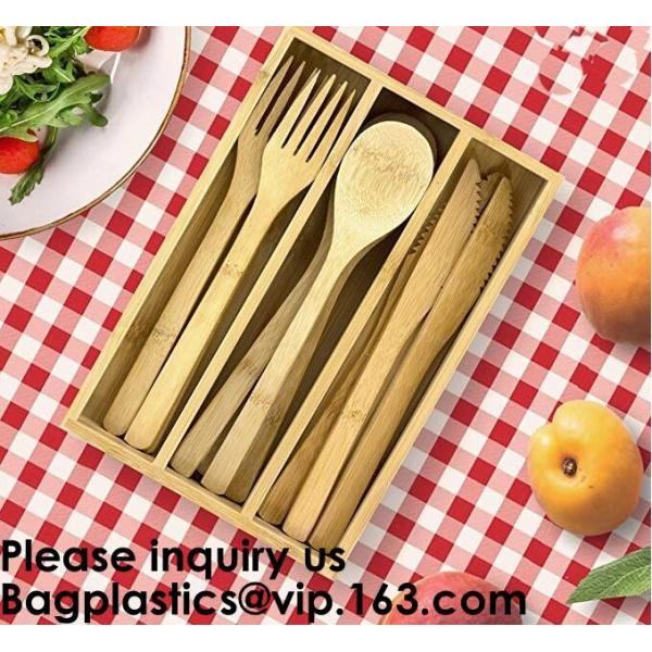 12-Piece Reusable Bamboo Flatware Set with Portable Storage Case,Chopping Board,Cheese Board,Pizza Board,Drawer Organzie