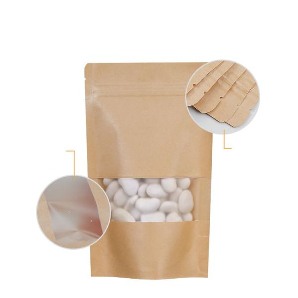 Brown Kraft Paper Biodegradable Stand Up Pouch With Window