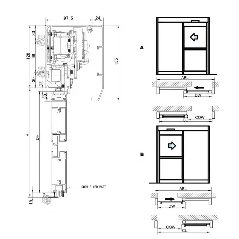 Digital Microprocessor Motorised Automatic Sliding Door System For Restaurant