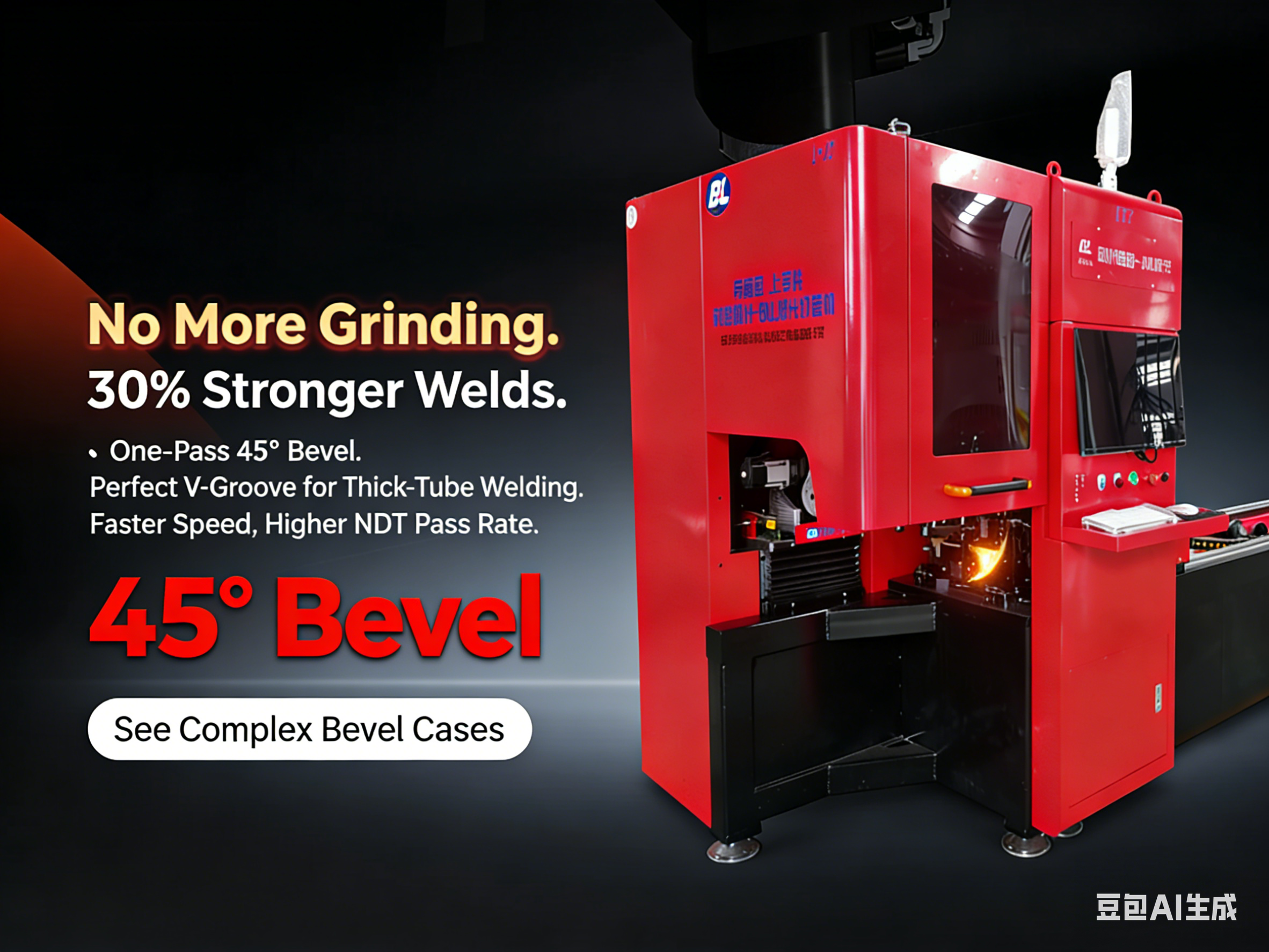 Raycus Laser Pipe Cutting Machine with 350mm Maximum Pipe Diameter, 1.5G Acceleration, and Water Cooling System