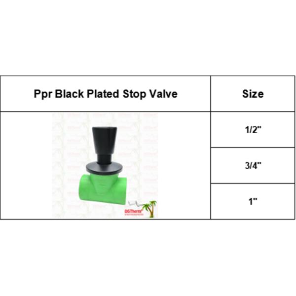 Ppr Black Plated Stop Valve Brass Valve Core Electrophoretic Black Coating Customized Size