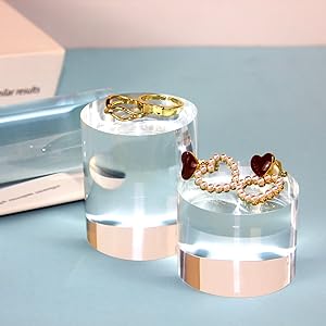 Acrylic Cube Cylinder Round Photo Props, Transparent Solid Acrylic Display Blocks For Photography Boutique Jewelry