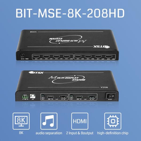 Bitvisus Video Wall Splitter 8K Supports Various Input/Output Configurations, Suitable For Complex Environments BIT-MSE-8K-208HD