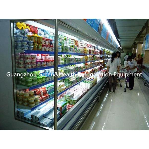 Fruit / Drink Gray Multideck Open Chiller Adjustable For Convenience Store