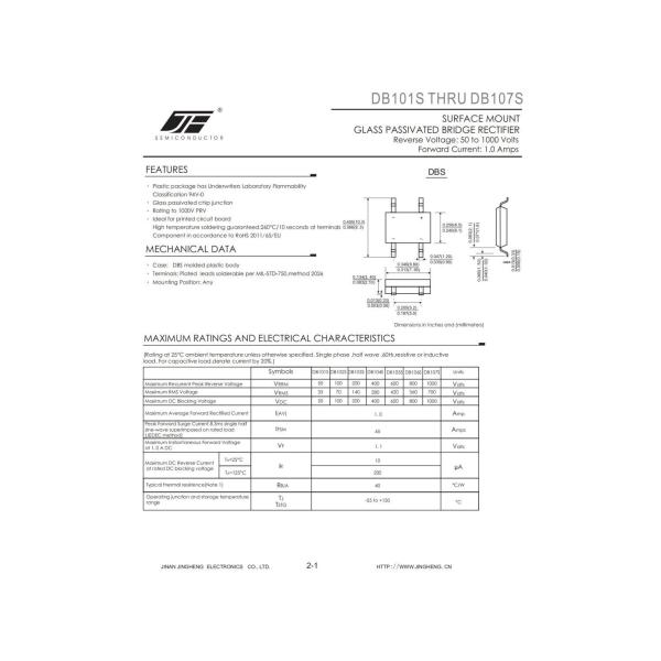 DB106S DBS Package Glass Passivated Bridge Rectifier Diode for Electronic Applications