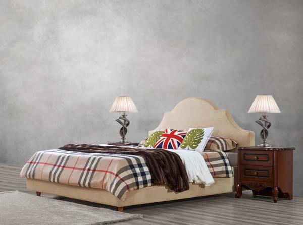 American style Good quality Gery Fabric Upholstered Headboard Queen Bed Leisure Furniture for Big house Bedroom used