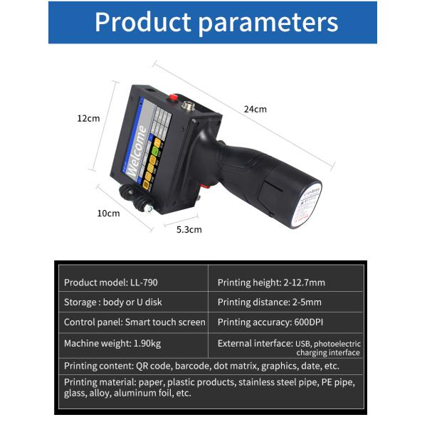 LL-790 Portable Quick Dry Ink Hand Jet Held Inkjet Printer with Semi-automatic Grade