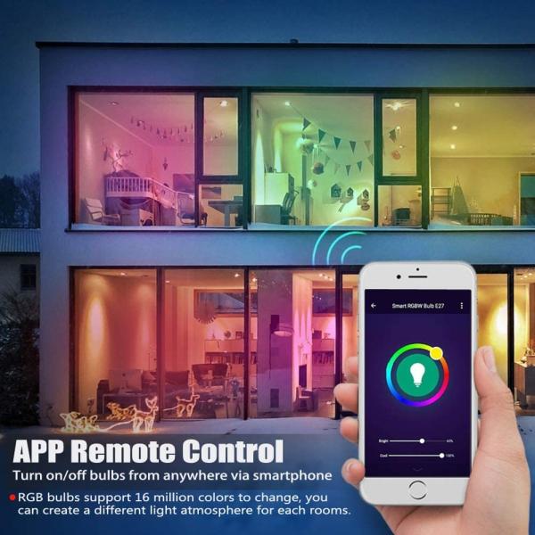 E26 Smart Wifi LED Bulb 5w 10w 15w Remote Control RGB Memory Function Voice Activated Led Lights