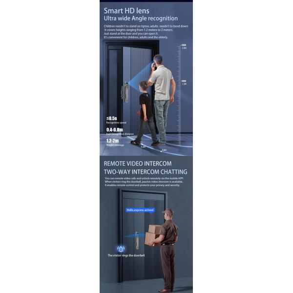 Waterproof Tuya 3D Face Recognition With Video Call Function Door Lock