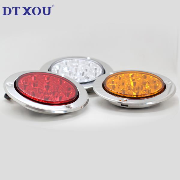 Multi-Functions 16 LED Flange Mount Round Trailer Stop Turn and Tail Lights 3 Holes