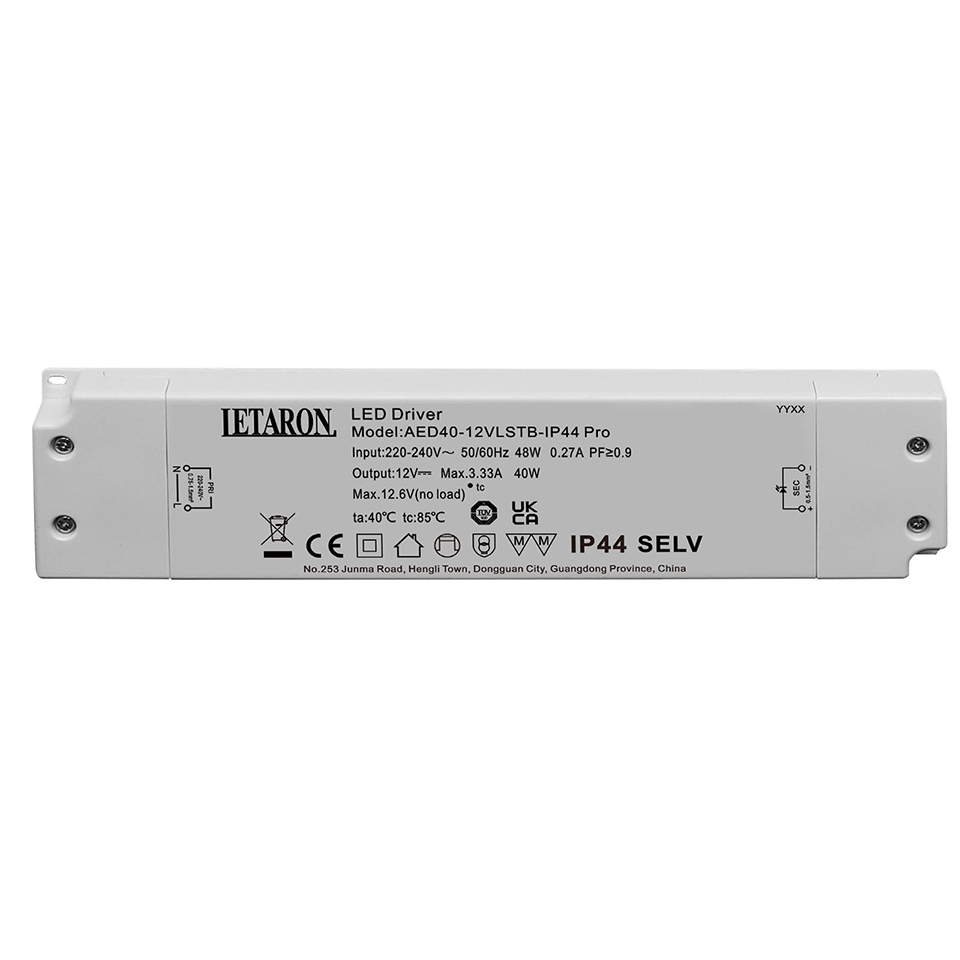 Flicker Free 40W 12V IP44 Letaron LED Driver Constant Voltage for Mirror Light