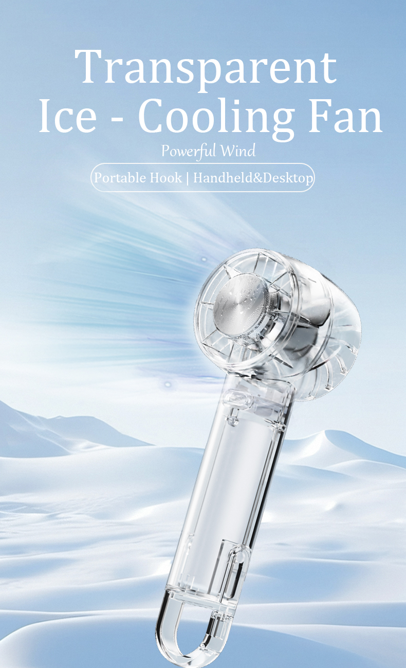 Wholesale Factory Custom Logo 2 Models (Cooling/Regular) Crystal Clear PC Cold Portable Fan with Optional Cooling Function