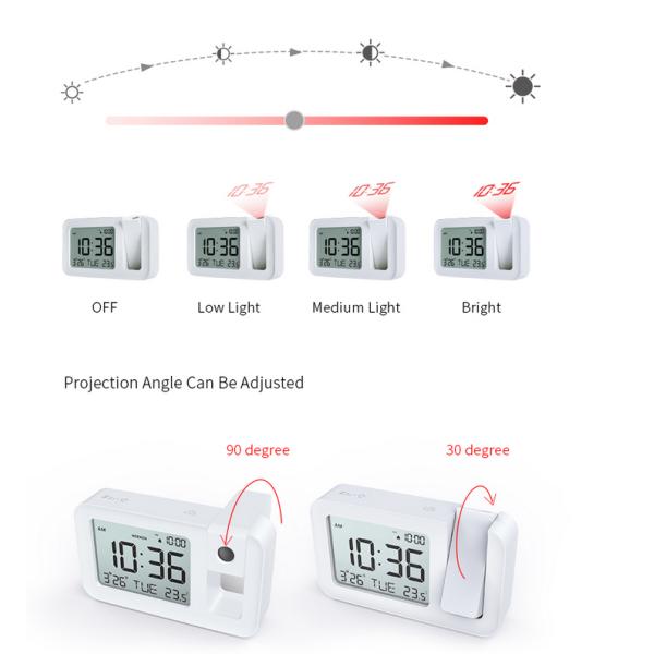 LCD Display Dimmable Indoor Outdoor Thermometer Clock USB Battery Powered