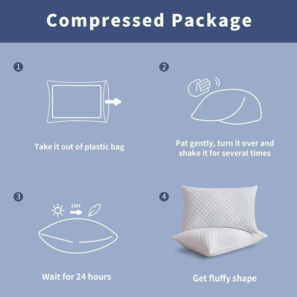 Queen Size 2 Pack Shredded Memory Foam Pillows for Adjustable Support and Relaxation